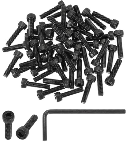 PATIKIL M4 x 16mm Hex Socket Head Screws Cap Bolt, 50 Pack 12.9 Grade Carbon Steel Hexagon Socket Screw Hex Socket Drive Machine Screws with Hex Wrenches, Black