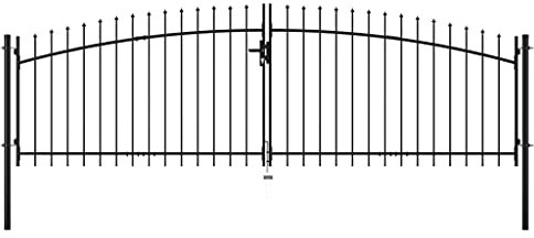 Hoodmeel Cancello Giardino Esterno, Cancelli in Ferro, Cancelletto Giardino, Cancelletto Pedonale, Cancello Doppio con Punte a Lancia 400x150 cm