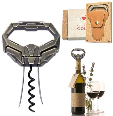 OHAANYY Sacacorchos de Dos Puntas (Ah-So) para Vinos Vintage, Abrebotellas 3 en 1 con Abrecervezas, Acero Zinc Cromado, Ideal para Corchos Frágiles y Antiguos (Bronze-Diamond)