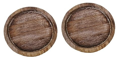 Yardenfun 2pezzi Vassoio in Legno Rotondo Per Alimenti Vassoio Da Toeletta Per Bagno Decorativo Bordi Rialzati Facile Da e Riutilizzare