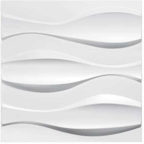 Eikuavons Lot de 12 panneaux muraux 3D, revêtement mural 3D, panneaux muraux 3D, imperméables et résistants à la chaleur, en PVC très rigide, 50 x 50 cm, blanc linéaire