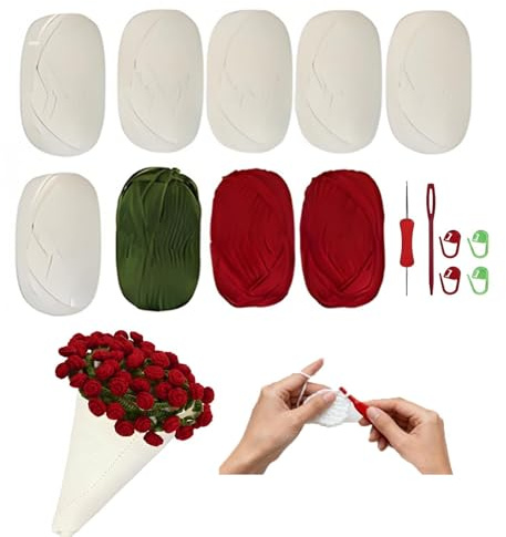 Mfqire Couverture Bouquet au Crochet Fait Main – Plaid Fleur Doux et Léger, Pliable en Bouquet, Tons Pastel – Idéal Cadeau Fête des Mères, Le jour de Noël, Déco Maison （Kit de matériel
