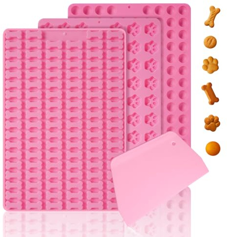 3 stycken bakmattor för hundkex, silikon- och hundkex, bakformar, 3 formar i 1 BPA-fri, bakmattor för hundgodis med degskrapa, bakunderlägg, bakform för gör-det-själv hundkex godis