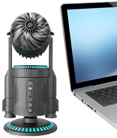 Genérico Ventilatore da tavolo | Flusso d'aria potente per uso personale - 5000 RPM Forma Rotazione Silenziosa Con Luce Per Casa Ufficio Scuola Camera Da Letto, Rinfrescante
