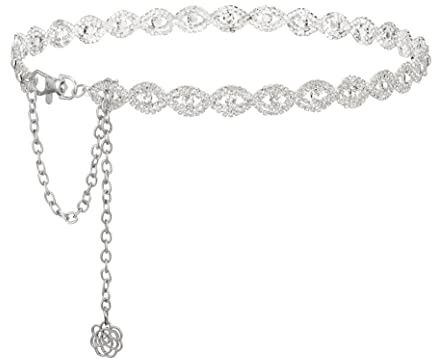 YooAi Strass-Gürtel Silber Glitzernder Kristall-Diamant für Damenkleider Braut mit Schlaufe