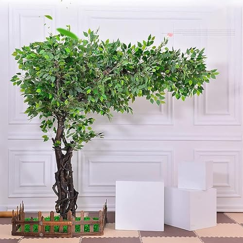 Albero Di Baniano Artificiale Con Foglie E Fiori Realistici, Grande Pianta Artificiale Da Pavimento For Interni Ed Esterni, Adatta For Giardini Domestici(2.5x1.5m/8.2x4.9ft)