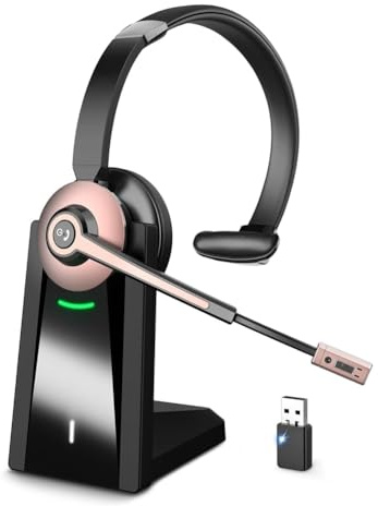 Eieenotee Cuffia Wireless, Cuffia Bluetooth con Microfono Antirumore, Cuffia Wireless con Dongle USB per Casa e Ufficio