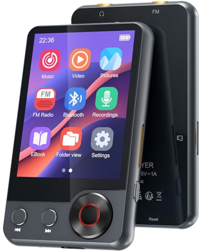 Oilsky 128GB MP3 Player with Bluetooth 5.3, 2.4Portable Full Touchscreen Music Player with Speaker and Micro SD Card Slot,MP4 Player with FM Radio,Voice Recording,Earphone,for Kids and Outdoors