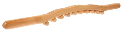 Buchenholz Massagerolle mit 20 Perlen Manuelles Ganzkörpergerät | Hellgelb, Runde Perlenform, für Zuhause und Unterwegs, Rutschfester Griff, Leichtes Format