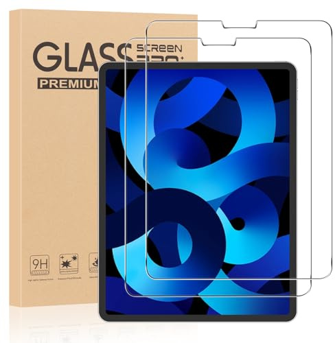 Olgary 2 Stück Schutzfolie für iPad Air 5/4 (10,9-Zoll, Modell 2022/2020, 5./4. Generation), 9H Härte Panzer Schutz Glas, HD Klar Displayschutzfolie, Anti-Kratz Folie, Anti-Bläschen