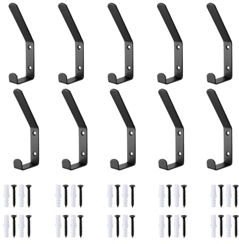 DragonX2 10 Ganci Appendiabiti, Ganci Per Pannelli Acustici Appendino Da Muro Per Giacche, Borse, Cappelli, Skateboard, Ferro