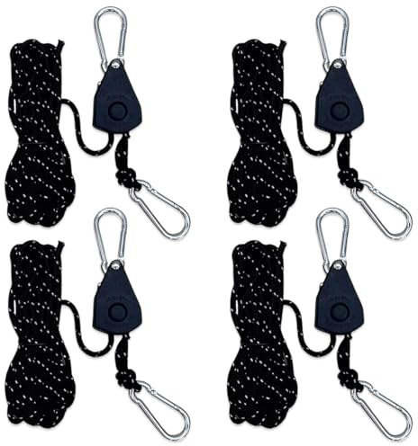 Luxorium Lote de 4 tensores Ajustables Reflectantes 4 m Cuerda tendedero Exterior 4 mm para toldo Vela Camping Tienda Exterior Negro