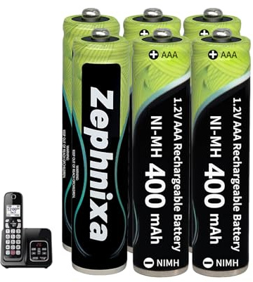 Lot de 6 Piles Rechargeables AAA 400mAh 1,2V NiMH pour Gigaset/Panasonic | Piles NiMH préchargées à faible auto-décharge, jusqu'à 2000 cycles de charge – idéales pour tél. DECT Gigaset/Panasonic