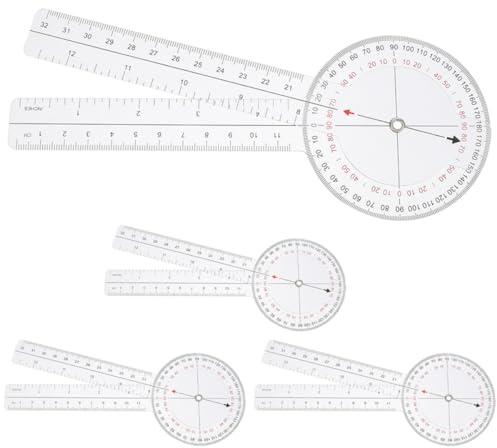 GALPADA Set 4 Pezzi Goniometri in Plastica Leggeri e Portatili, Righello Angolare 8 Pollici per Misurazioni Precise a Casa e Scuola