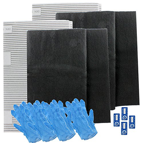 SPARES2GO Universal Large Cooker Hood Grease Filters for Vent Extractor Fans (Cut to size - 2 Packs of 2 Filters + Gloves)