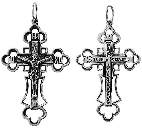 NKlaus Croce d'argento 925 Ciondolo Crocifisso Ortodosso Simbolo di Fede 6283 Battesimo