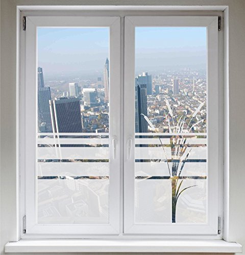 INDIGOS UG Sichtschutzfolie Fensterbild Fensterfolie Glasdekor Rohrkolben Bambus satiniert Blickdicht - 500-2000 mm - Dekoration Sonnenschutz Folie - Glasdekorfolie - selbstklebend - matt