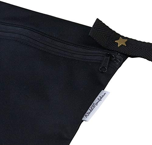 Windelmanufaktur Wetbag, atmungsaktive und wasserabweisende Nasstasche - Made in Germany (groß, Schwarz)