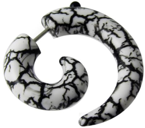 Monster Piercing UV Acryl & 316L Chirurgenstahl | Fake Tunnel | Marmor Muster | Fake Dehnschnecke Plug Piercing Fleischtunnel | Stabstärke: 16 Gauge | Stablänge: 6MM