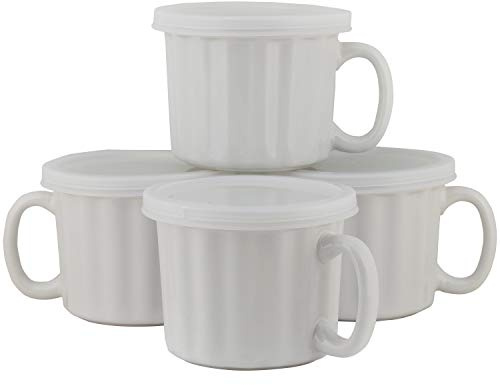 10 Strawberry Street 16oz Set of 4 Soup Mug with Lid, White