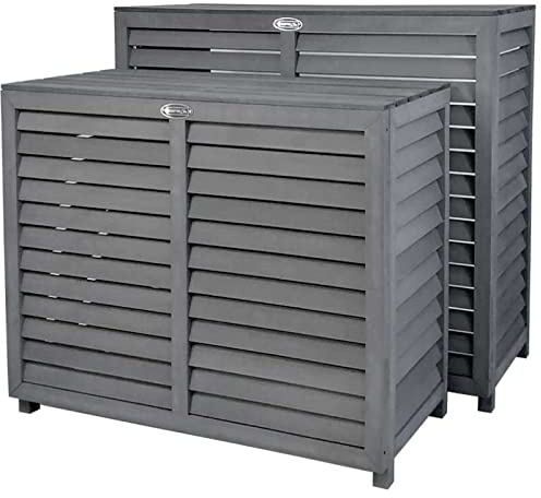 COFFRE CLIM - Cache Climatiseur Extérieur Bois Composite Imputrescible PELICAN - Caisson Climatisation Anti-Insectes et Moisissure, Montage Facile - Conception Française - Couleur Gris - Taille M
