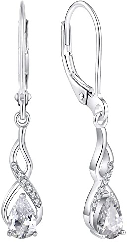 YL Unendlichkeit Ohrringe 925 Sterling Silber 12 Geburtsstein Zirkonia Ohrringe für Damen