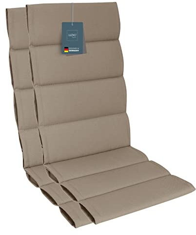 LILENO HOME Gartenstuhl Auflagen als [2er Set - Hochlehner] in Sand Sundance - Bequeme Liegen als Sitzauflagen für Gartenmöbel - Stuhlkissen für Gartenstühle und Klappstühle
