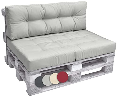 Beautissu Pallkudde i Set ECO Elements – 1x Sittdyna 120x80 cm + 1x Ryggkudde 120x40 cm Ljusgrå – Bekväma, Vadderade Dynor för Europapallar, Pallmöbel, Loungekudde, Utomhusset, Inomhus/Utomhus | 120 x 80 cm och 120 x 40 cm ljusgrå loungekudde trädgårdsbänk soffa soffdyna set eco Elements