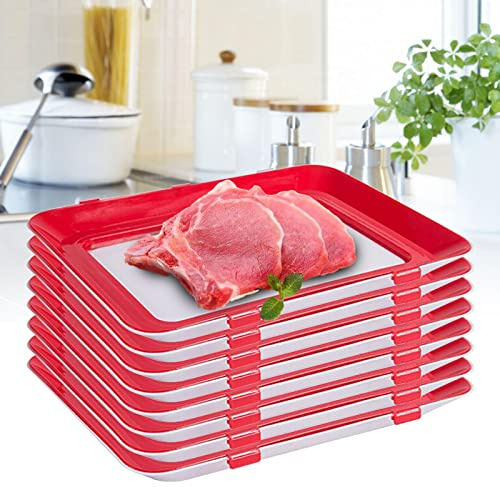 SHZICMY Fiambreras para embutidos, juego de 8 unidades apilables (cajas apilables), fiambreras de polipropileno, 100% rojo+blanco, moderno, rectangular