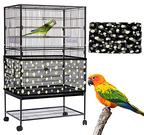 Mngren Einstellbar Vogelkäfig Abdeckung, Extra Groß Vogelkäfig Samenfänger, Papageien Kordelzug Vogelfutter Kleintiere Netz, Abdeckung Rock Bewachen für Runde Quadratische Käfige