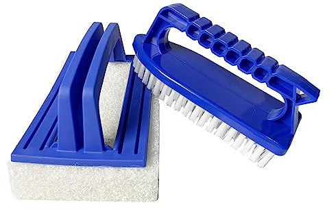 2 Stück Pool Bürsten Set Pool Schwamm Bürsten Kunststoff Schwimmbad Bürste Poolreinigung Handschrubber Schwimmbad Bürste mit Griff Schwamm Algenbürste Geeignet zum Reinigen von Schmutz und Moos (B)