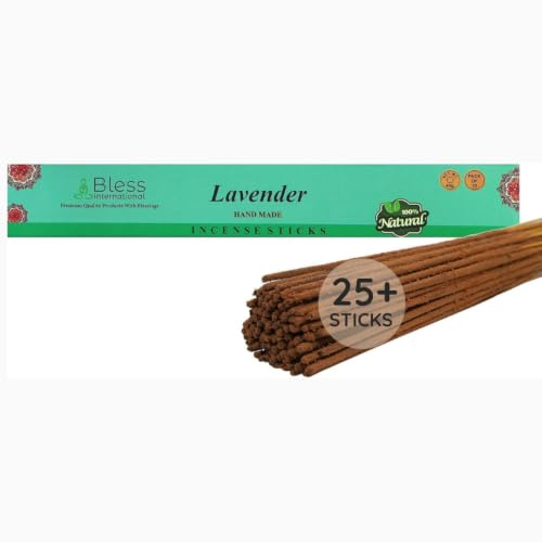 Bless-Lavendel - Räucherstäbchen 100%-Natürlich-Handgemacht-Handgetaucht-Räucherstäbchen-Organisch-Chemikalien-Frei für Reinigung-Yoga-Meditation Der Beste Holzduft (2 5 Stäbchen. (40 gm)