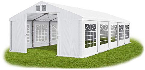 Das Company Partyzelt 5x10m feuersicher wasserdicht weiß 620g/m² PVC Plane ganzjährig stahlseile Gartenzelt Winter Plus FR