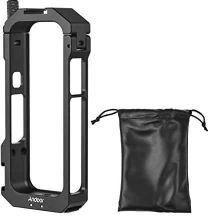 Andoer Panoramic Camera Video Cage Aluminum Alloy with Dual Cold Shoe Mounts Metal Protective Frame Camera Cage Vlog Accessories Compatible with Insta360 X3