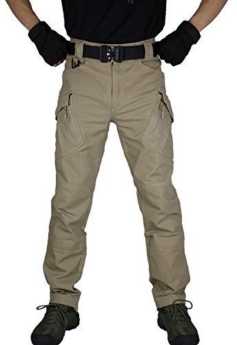 zuoxiangru Pantaloni Militari da Combattimento tattico da Uomo, Pantaloni da Lavoro Cargo da Lavoro all'aperto Pantaloni da Lavoro in Cotone (Cachi, Tag M)