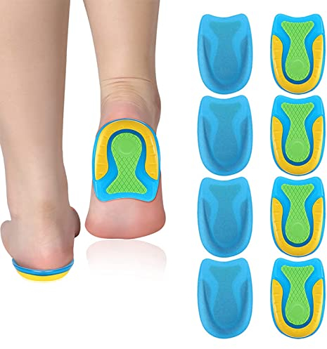 4 Pares Plantillas para Espolón Calcáneo, Almohadilla para Talón, Almohadilla de Gel para Talón, Plantillas para Espolón Calcáneo, Plantillas Ortopédicas de Gel, para Alivio de Fascitis Plantar