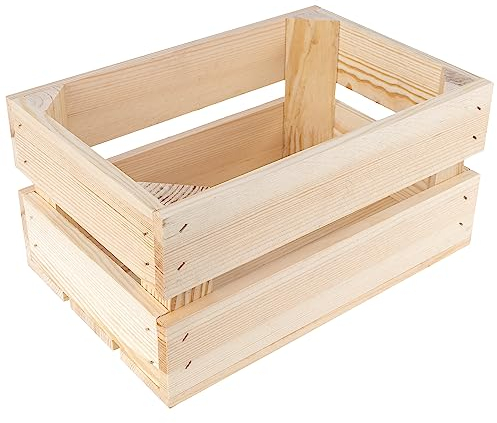 Creative Deco Caisse en Bois Naturel | 30 x 20 x 15 cm | Caisse Rangement Bois | Caisse en Bois Vintage | Cagette Bois Deco | Cagette en Bois | Caisse en Bois Rangement | Boite Decoration