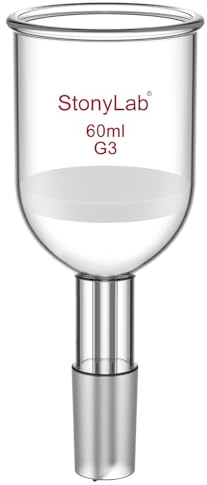 stonyLab Embudo de Filtración Buchner, de Vidrio Borosilicato, con Disco de Filtro Fino (G3) Y Junta Estándar Inferior 24/40, 60 ml