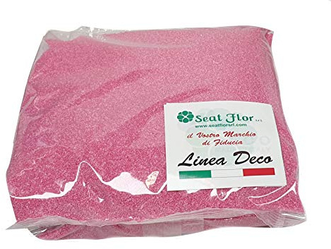 Seat Flor SRL® Farbiger Sand, Colored Sand, Beutel Sand, Sand zur Dekoration von Vasen 0,5 mm Beutel mit 1 kg (25 Farben erhältlich) (Fuchsia, Sand 0.5 mm.)