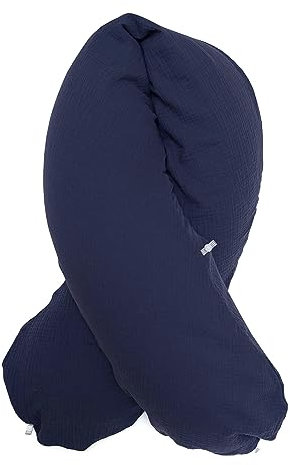 Blausberg Baby - Musselin Stillkissen-BEZUG 190x38cm mit Nestbau-Funktion, z.B. für Das Original von Theraline - Materialien Oeko-TEX Standard Zertifiziert - Dunkelblau