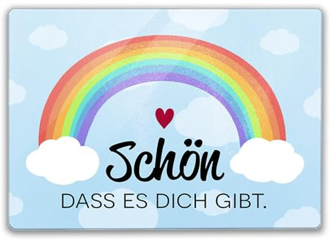 Schön dass es dich gibt Schneidebrett mit Regenbogen ein buntes Küchenbrett für zu Hause Frauen Geburtstag Glas Schneidbrett Motiv Liebe Mutter Oma Lieblingsmensch