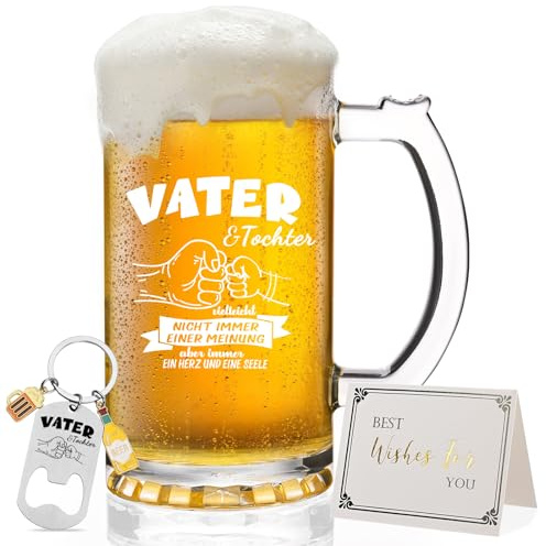 Joymaking Vaso de Cerveza para Papá, Regalo del Día del Padre para Papá, Regalo de Padre e Hija, Regalos del Día del Padre de los Hijos, Regalo de Cumpleaños para Papá, Taza de Cerveza, Los Mejores