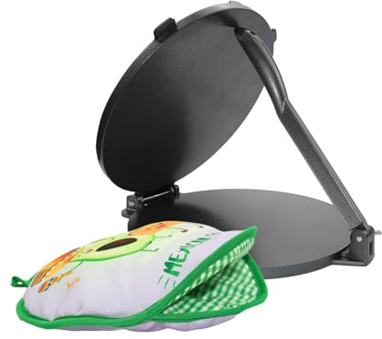 Prensa para tortillas de Harina de 10 pulgadas grandes tortilleras mexicanas para hacer tortilla de maíz, harina roti, chapati, taco y quesadilla prensa maquina de aleación de aluminio | con bolsa