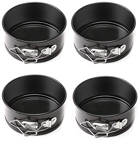 Juego de sartenes desmontables de 4 pulgadas, bandeja for hornear de acero al carbono/Mini moldes for pasteles antiadherentes, utensilios redondos for hornear, molde for tarta de queso ( Color : 4inch