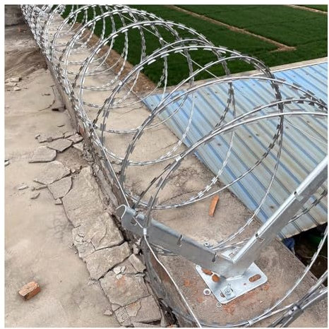 pujindu Rasierdrähte, Stacheldrahtrolle Aus Verzinktem Stahl, Kein Rost-Helix-Coils-Sicherheitszaun Für Den Garten Im Freien (Farbe : Silver-45cm/Double Spiral, Größe : 20m)
