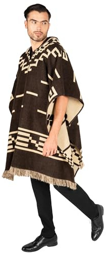 ALPAKITAS Alpaca Wool Poncho - Ancestral Design - Hooded - Unisex Adults - One Size - Cleant Eastwood