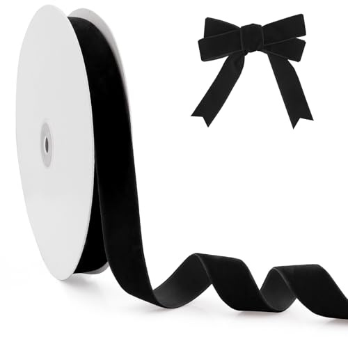 Geschenkband Schwarz, 25 Yards 20mm Schleifenband, Samtband, Schwarzes Dirndl, Bänder, Ribbon, Schleife