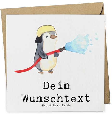 Mr. & Mrs. Panda Personalisierte Deluxe Karte Feuerwehrmann Herz - Geschenke, Freiwillige Feuerwehr, Geburtstagskarte, Ausbildung, Grußkarte, Geschenk, Hochzeitskarte, Brandschutz, Spruch