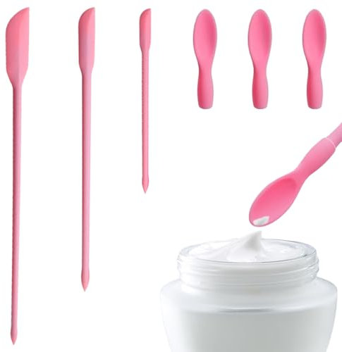SGERUFZ 3 pezzi Spatola cosmetica in silicone Spatola cosmetica riutilizzabile Cucchiaio cosmetico Spatola in silicone (3 dimensioni) per bottiglia stretta, marmellata, lozione di bellezza, crema