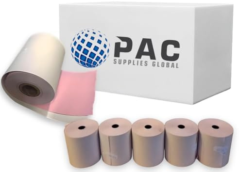 2Ply 76mm x 76mm Replacement Kitchen/Cash Register Receipt/Order Paper Rolls, Dot Matrix, Box of 20, Pink